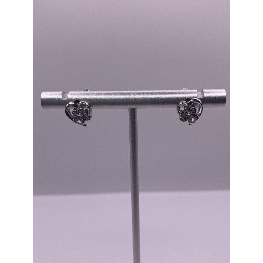 Sterling Silver Hear With CZ Paw